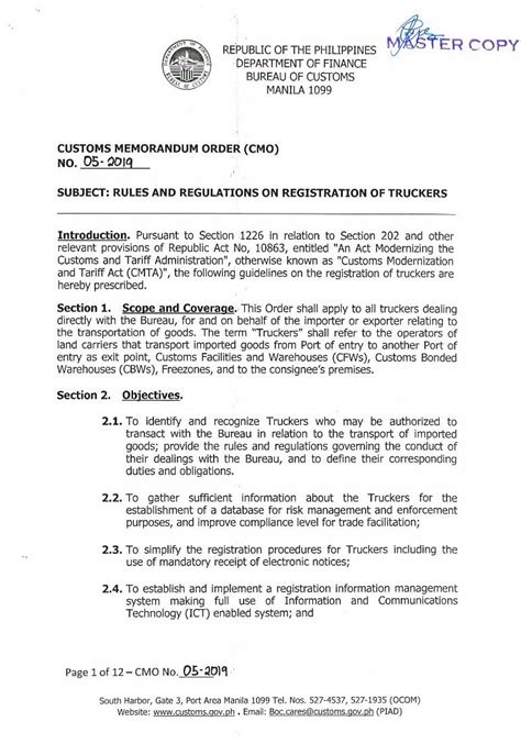Customs Memorandum Order (CMO) 2023 – Bureau of Customs.